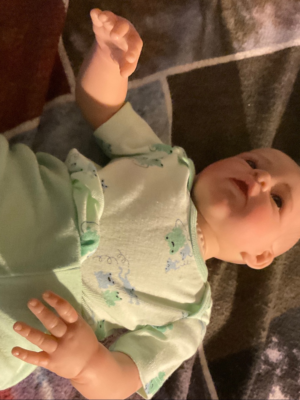 Reborn Mint Green Baby Doll with Blue and Cream Details